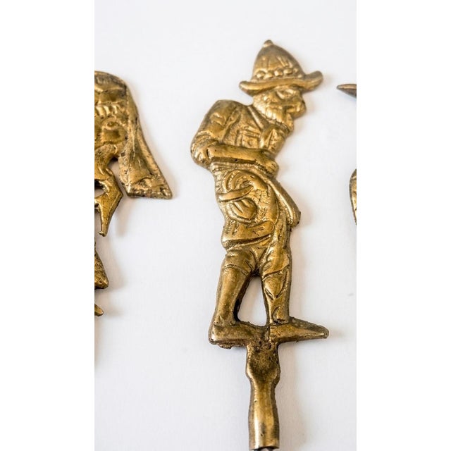 Brass Vintage Turkish Figural Brass & Stainless Steel Shish Kebab Skewers - Set of 6 For Sale - Image 8 of 9
