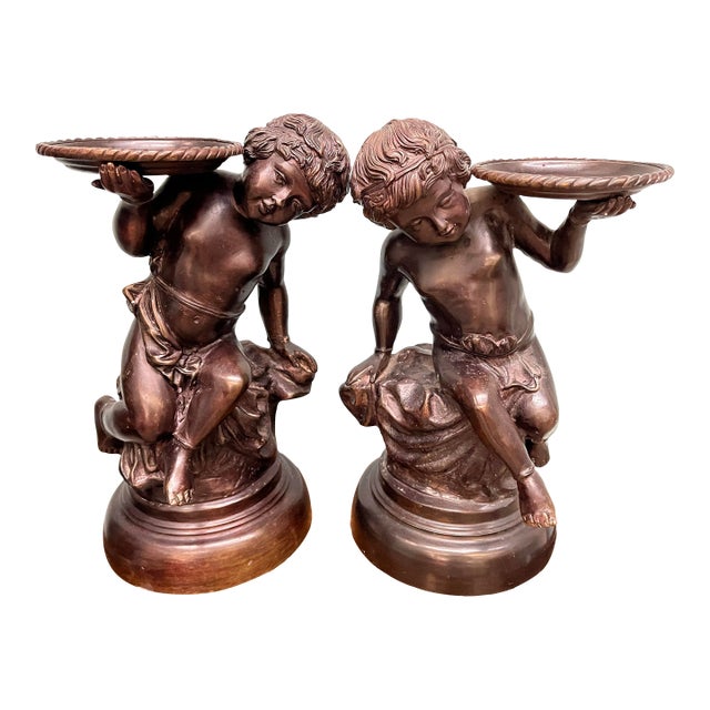 Pair of 1980s Bronze Neoclassical Statues For Sale