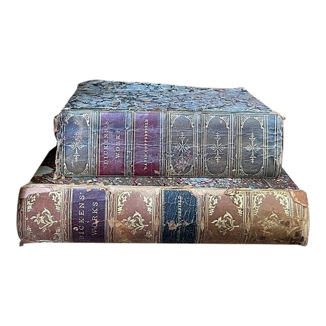 Lot of 5 Vintage Charles Dickens Books - Decorative Antique Library Display For Sale