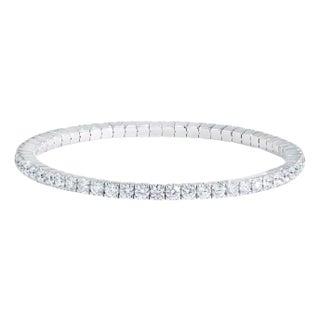 10 Pointer Each 5.5 Ct Eternity 18 Kt Gold & Diamond Stretchable Bangle, Italy For Sale