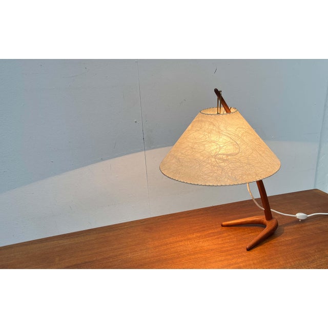Metal Mid-Century Modern Teak Dornstab Table Lamp by A. Pöll for Kalmar, Vienna, 1950s For Sale - Image 7 of 18