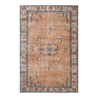 1970s Vintage Handmade Wool Cotton Brown Area Rug For Sale
