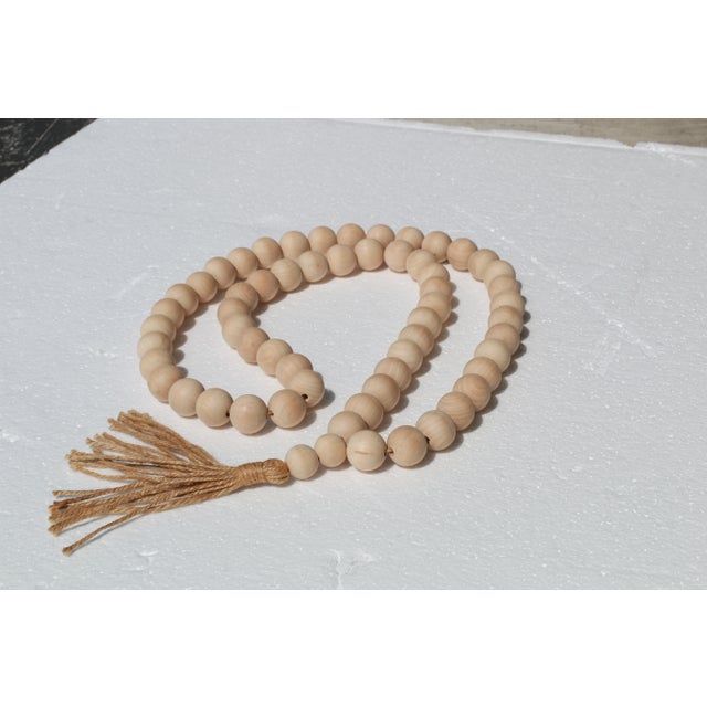 Transitional Wood Bead Loop With Tassel Decoration For Sale - Image 3 of 3