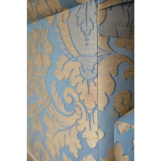 Vintage Damask Traditional Tufted Rolled-Arm Sofa With Fringe Skirt For Sale - Image 16 of 18