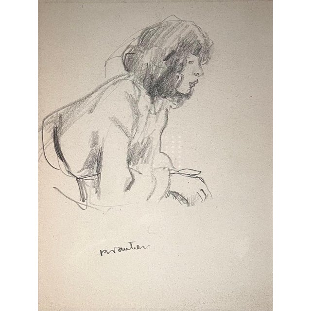 Benjamin II Vautier, Thoughtful Woman, Graphite on Paper For Sale - Image 9 of 9