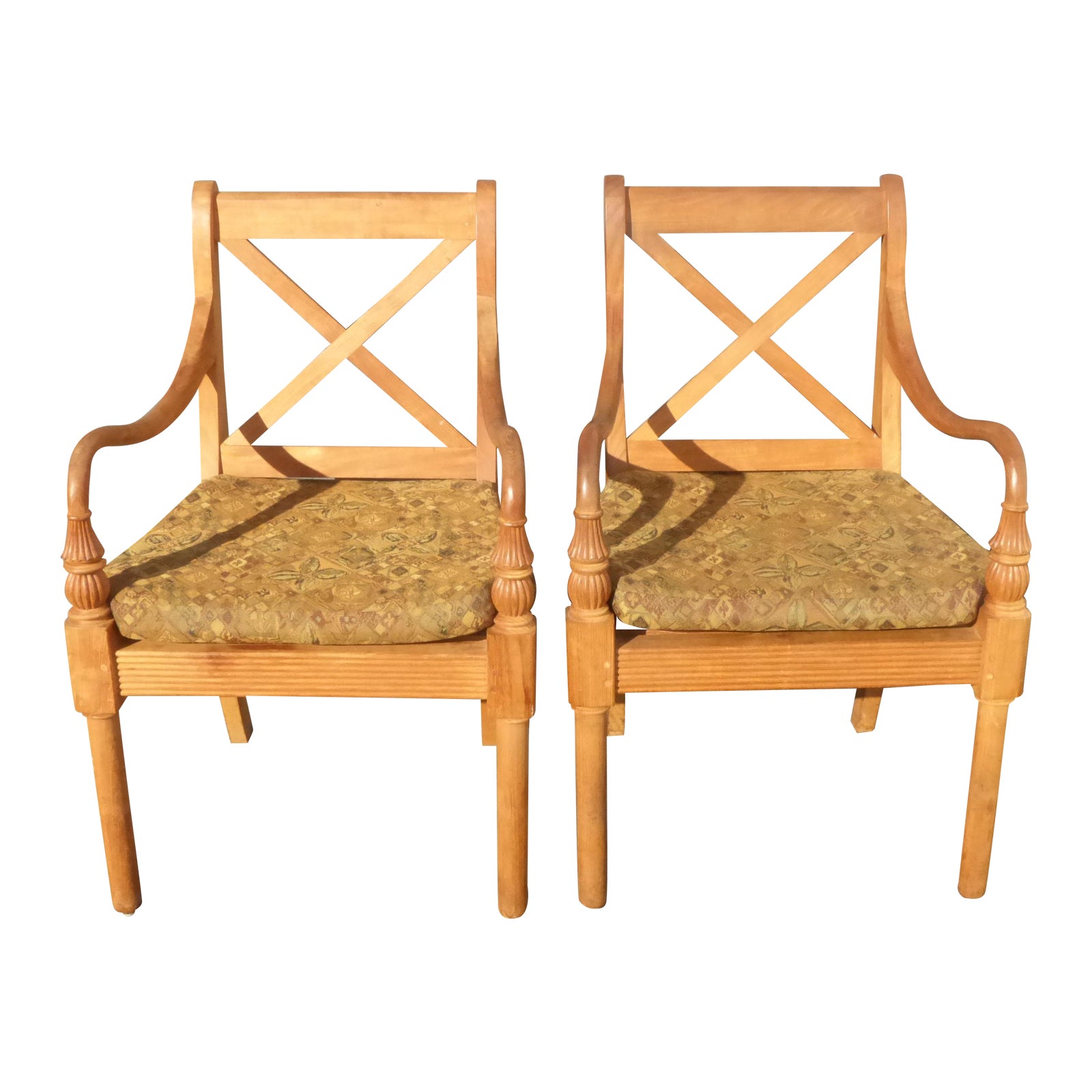 Vintage Designer Teak Bentwood Arm Chairs a Pair Chairish