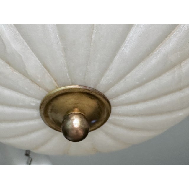1980s French Directoire Style Incised Star Alabaster Flush Mounts - Pair For Sale - Image 13 of 18