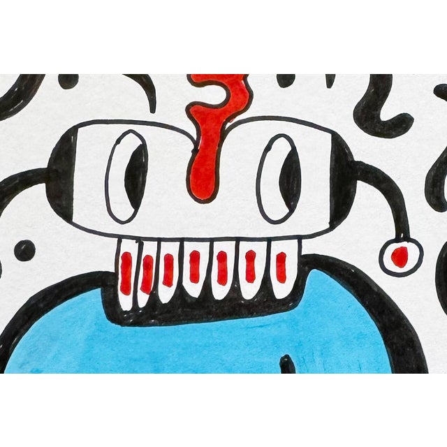 Abstract Electric Affection — Small Abstract Figurative Drawing (8 X 8 In, 2025) For Sale - Image 3 of 6