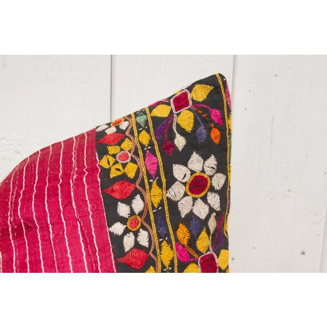 19th Century Callie Antique Mashru Tribal Pillow For Sale - Image 5 of 8