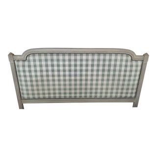 Chelsea Textiles Gustavian Headboard in Blue-Green Check For Sale