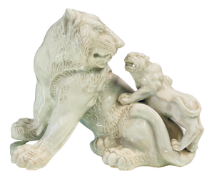 Porcelain Lion Sculpture, 1800s