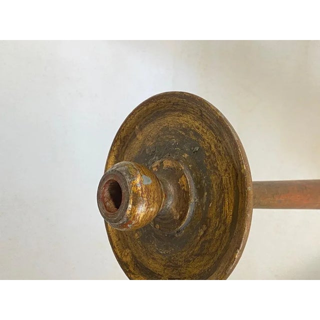 Gold Frent Gilt Wooden Candleholder, 1950 For Sale - Image 8 of 11