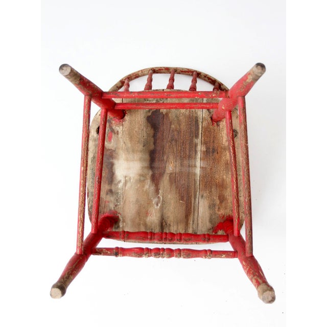 Antique Red Windsor Spindle Back Farmhouse Chair For Sale - Image 17 of 17