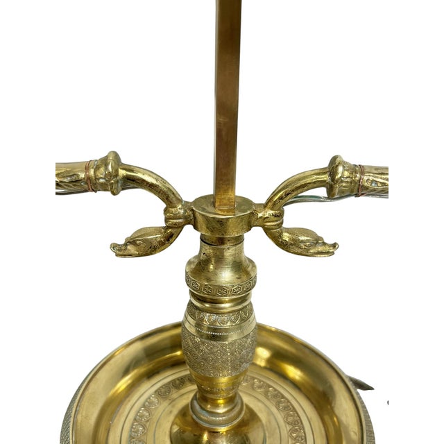 Early 20th Century Empire-Style French Tôle & Gilt Brass Bouillotte Lamp With Green Tole Shade For Sale - Image 12 of 15