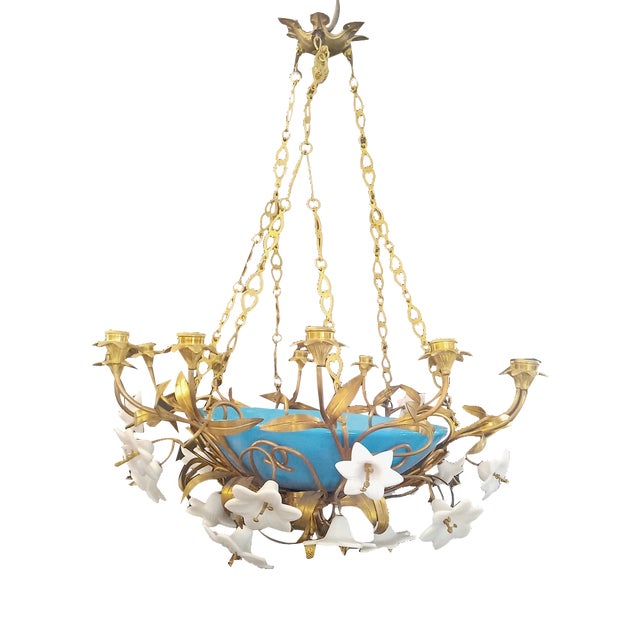 Lustre en Opaline Ceiling Lights, France, 1900s For Sale