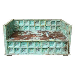 Green Antique Painted Storage Bench For Sale