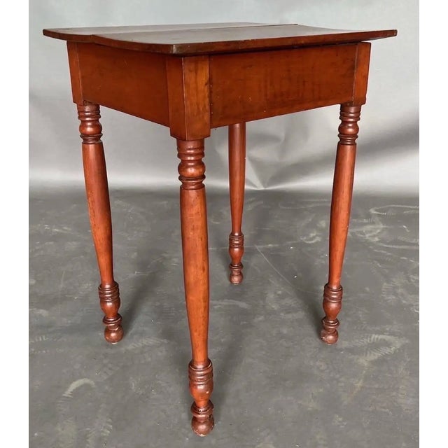 19th Century American Cherry One Drawer Stand With Turned Legs and Feet For Sale - Image 10 of 11