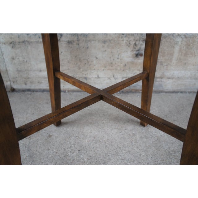 Mid 20th Century Vintage Mahogany Distressed Gold Traditional Round Side Accent Table For Sale - Image 10 of 13