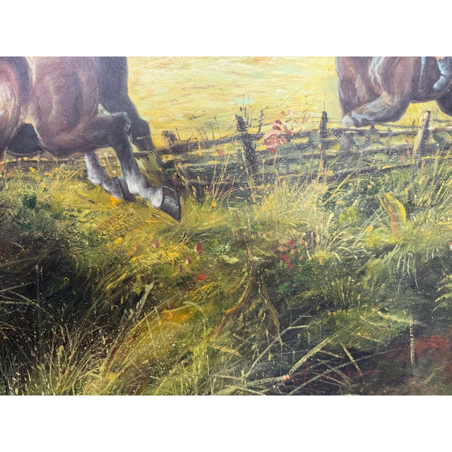 Huge Equestrian Fox Hunt Oil Painting, English Hunting Scene Art, Framed, Signed For Sale - Image 15 of 15