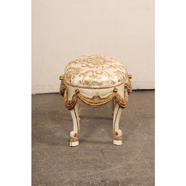 1970s Italian Stool with Swag-Carved Skirt For Sale - Image 4 of 10