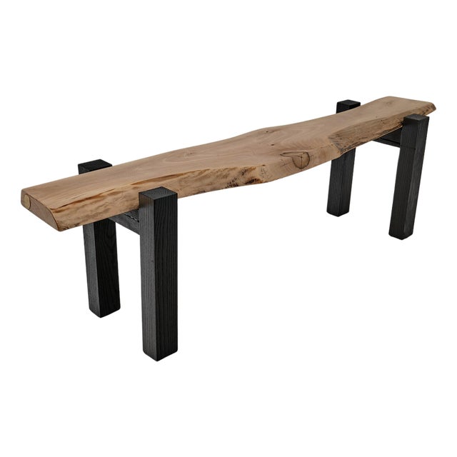 Live Edge Walnut and Oak Bench by Logniture For Sale