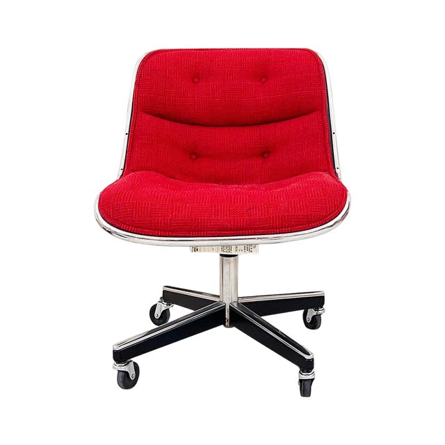 Vintage Red Leather Chair by Charles Pollock for Knoll, 1970 For Sale