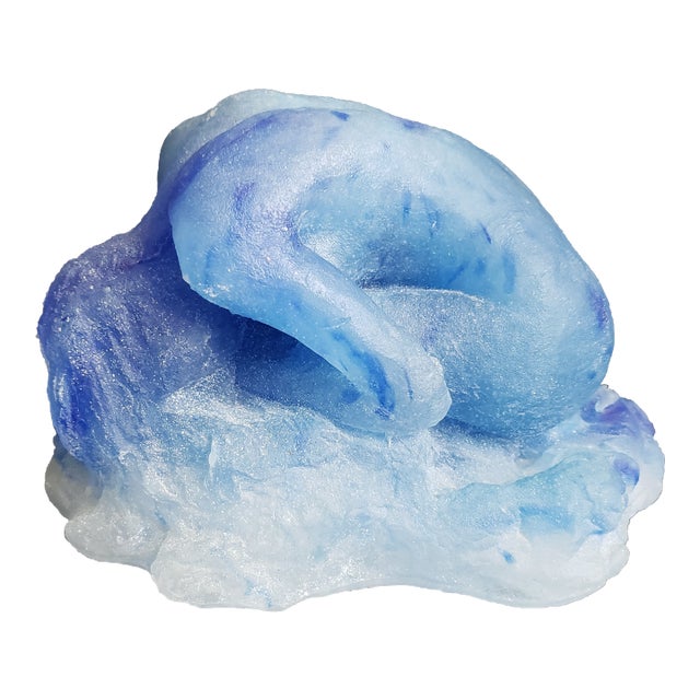 Pate De Verre Glass Woman Figurine Sculpture Signed For Sale