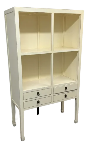 Chinoiserie Zen Ivory Finish Bookcase