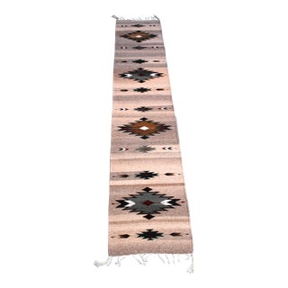 Vintage Zapotec Woven Wool Table Runner For Sale