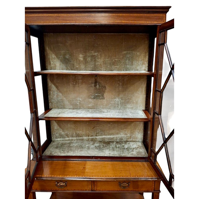 Wood Edwardian Inlaid Mahogany & Glass Display Cabinet For Sale - Image 7 of 12