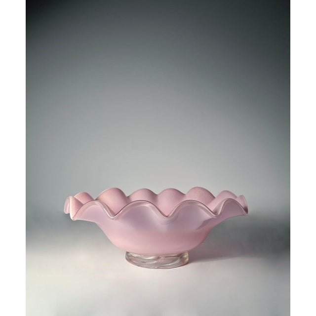 Mid-Century Modern A Large Vintage Murano Glass Pink Oval Bowl by Barovier & Toso For Sale - Image 3 of 5