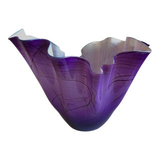 1990s Mouth Blown Glass Bowl Sculpture by Pilchuck Artist Dan Bergsma For Sale
