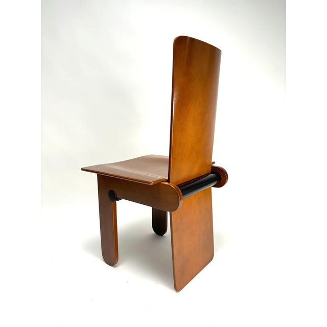 Brown Dining Chairs attributed to Carlo Scarpa for Gavina, Italy, 1970s, Set of 6 For Sale - Image 8 of 12