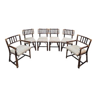MCM Attributed to John Wisner for Ficks Reed Rattan & Bamboo Dining Chairs, Set of 6 For Sale