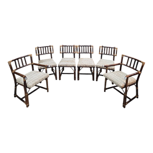 MCM Attributed to John Wisner for Ficks Reed Rattan & Bamboo Dining Chairs, Set of 6