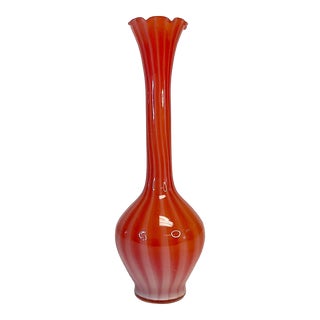 Mid-Century Hollywood Regency Orange Glass Bud Vase in the Manner of Murano.. For Sale