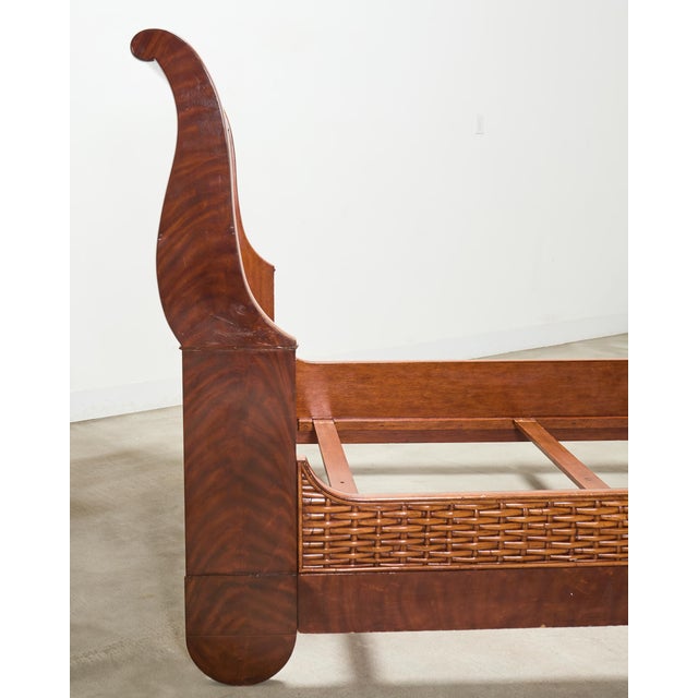 Wood Ralph Lauren Villa America Mahogany Rattan Gondola Sleigh Bed For Sale - Image 7 of 18