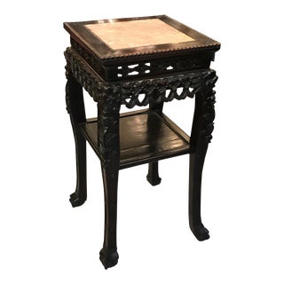 19th Century Hand Carved Stand with Marble Top For Sale