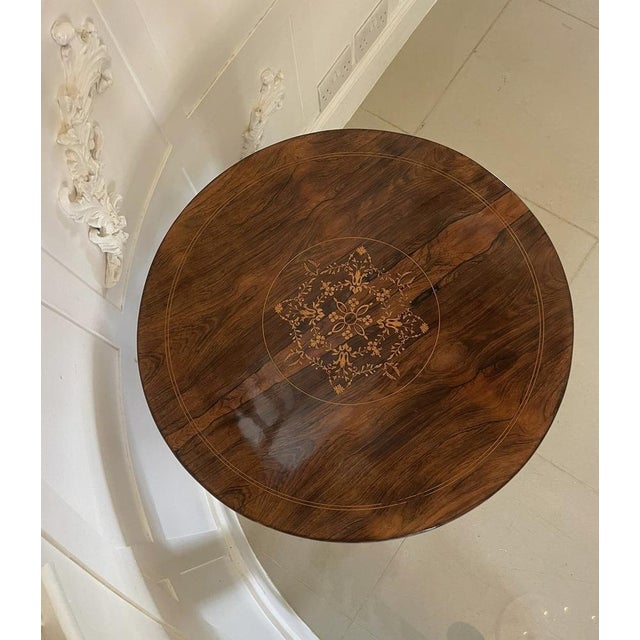 Antique Rosewood Inlaid Circular Table, 1860 For Sale - Image 3 of 11