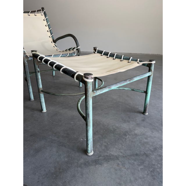 Early Mid Century Robert Lewis Attrbuted Patinated Bronze Patio Lounge Chair Ottoman Set, 2 Pieces For Sale - Image 11 of 11