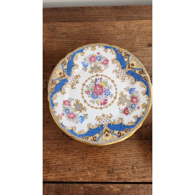 Vintage Shelley Sheraton 13291 Blue & Gold Bone China 16-Piece Serving Set For Sale - Image 17 of 18