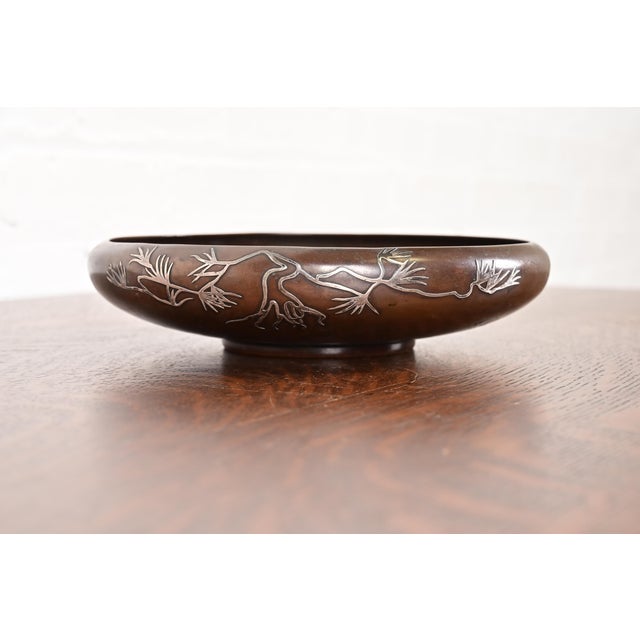 Heintz Arts & Crafts Sterling Silver on Bronze Footed Bowl For Sale - Image 9 of 9