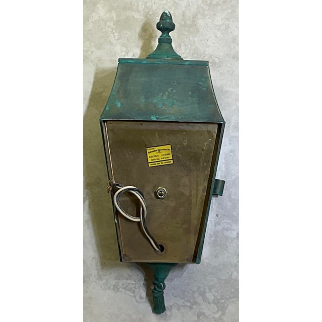 Single Vintage Neoclassical Solid Brass Wall Lantern For Sale - Image 11 of 12