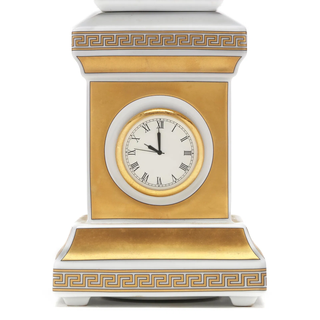 Rosenthal Versace “Carpe Diem” Gilt Porcelain Obelisk Clock