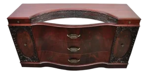 Vintage Chinese Chippendale Mahogany Serpentine Triple Dresser Credenza W Mirror