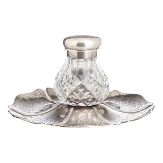 19th Century English Silver Inkwell For Sale