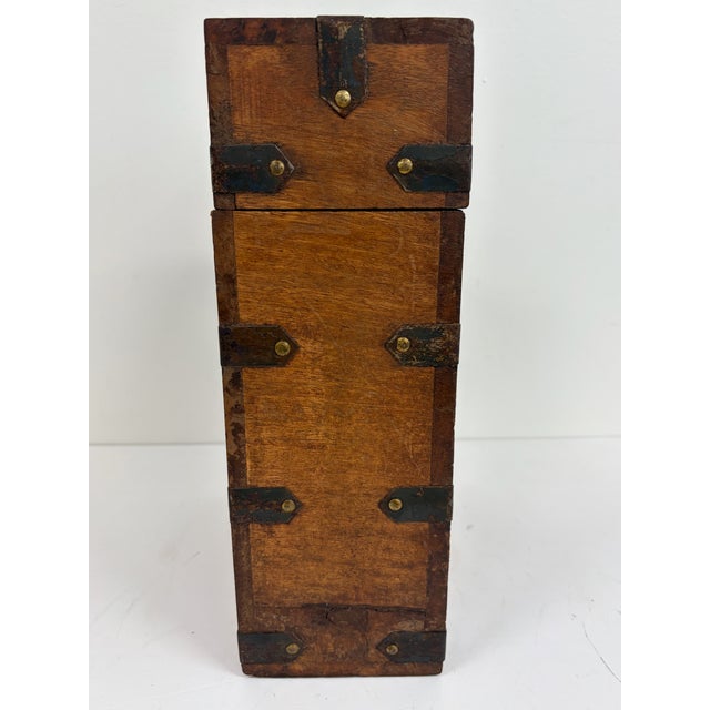 Handcrafted Indian Wood Storage Box With Iron Hardware For Sale - Image 4 of 10