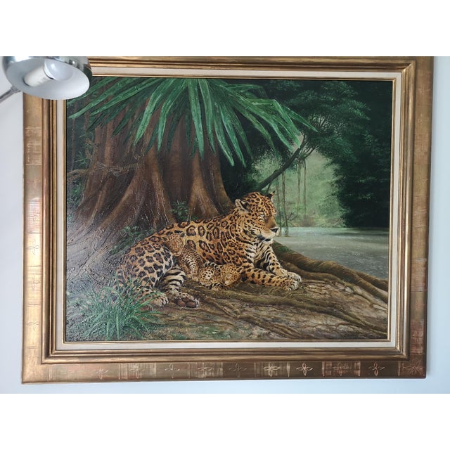 Jaguar, 1990s, Oil on Canvas, Framed For Sale - Image 9 of 9