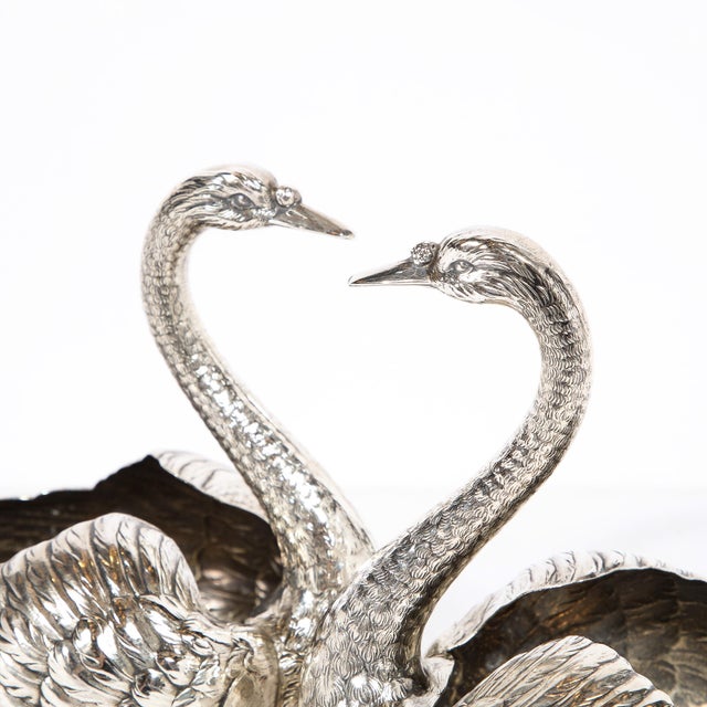 This beautiful pair of Art Deco Sterling silver swan decorative bowls were executed by the legendary American silver...