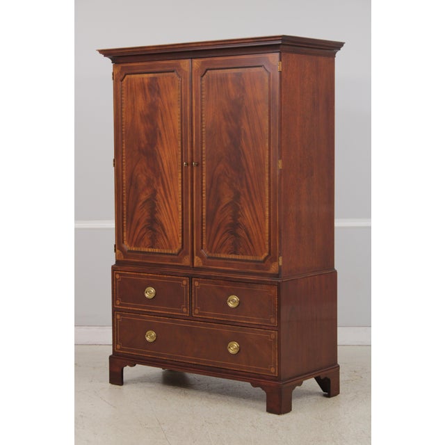 Traditional Baker Historic Charleston Inlaid Mahogany Bedroom Armoire For Sale - Image 3 of 15
